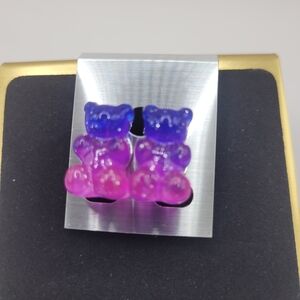 Purple and Blue Bear Earrings
